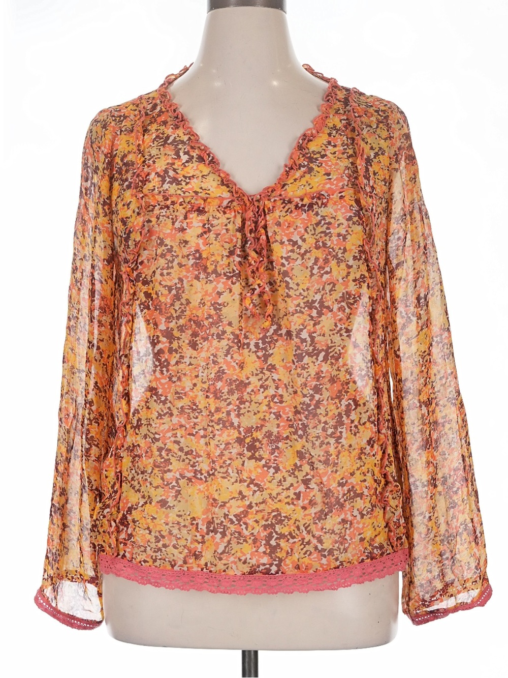 Sundance Sheer Floral Print Boho Blouse